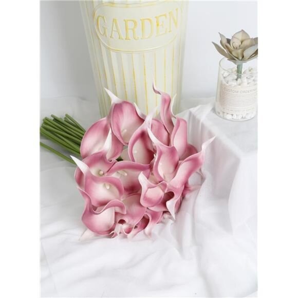 Pink Fake Calla Lily Flowers 24PCS Real Touch Pink Calla Lily Faux Flowers - Picture 5 of 8